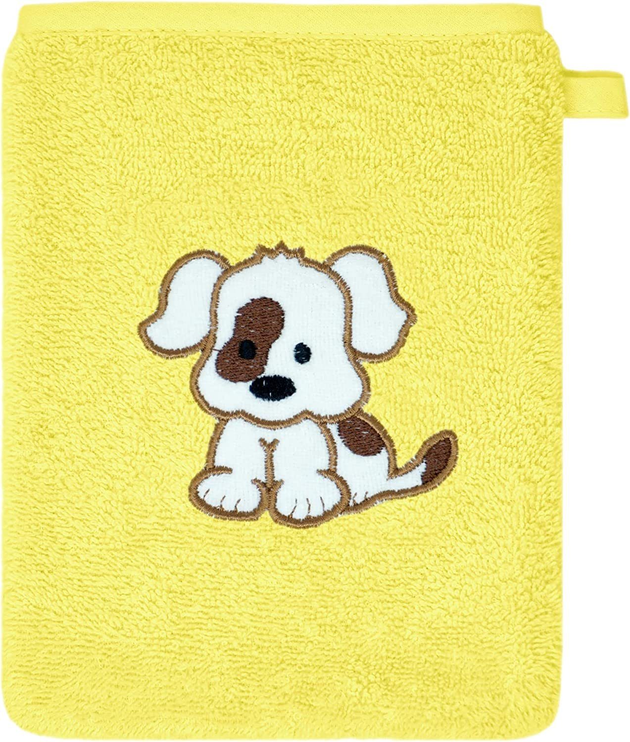 gelb Frottee Sabberlatz mit Neugeborenen-Geschenkset Jungen (Set, Mädchen Lashuma Hund 3-tlg) Handtücher und