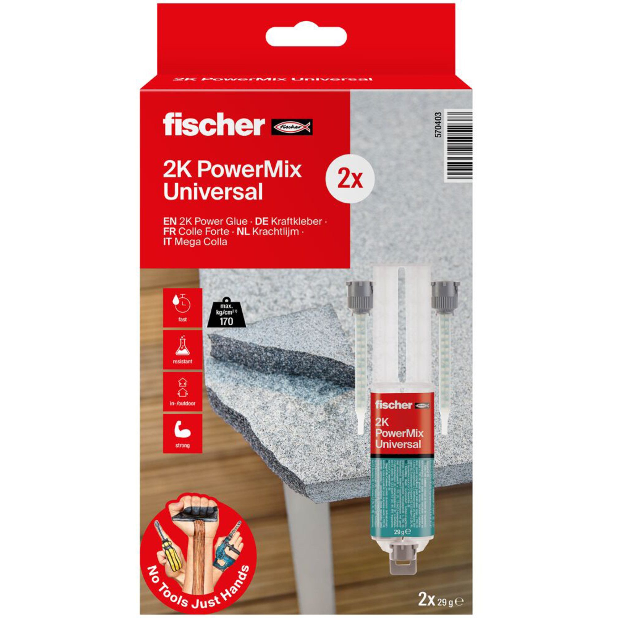 Fischer Klebstoff fischer GOW Kraftkleber Multipack 25ml, 2 Stück