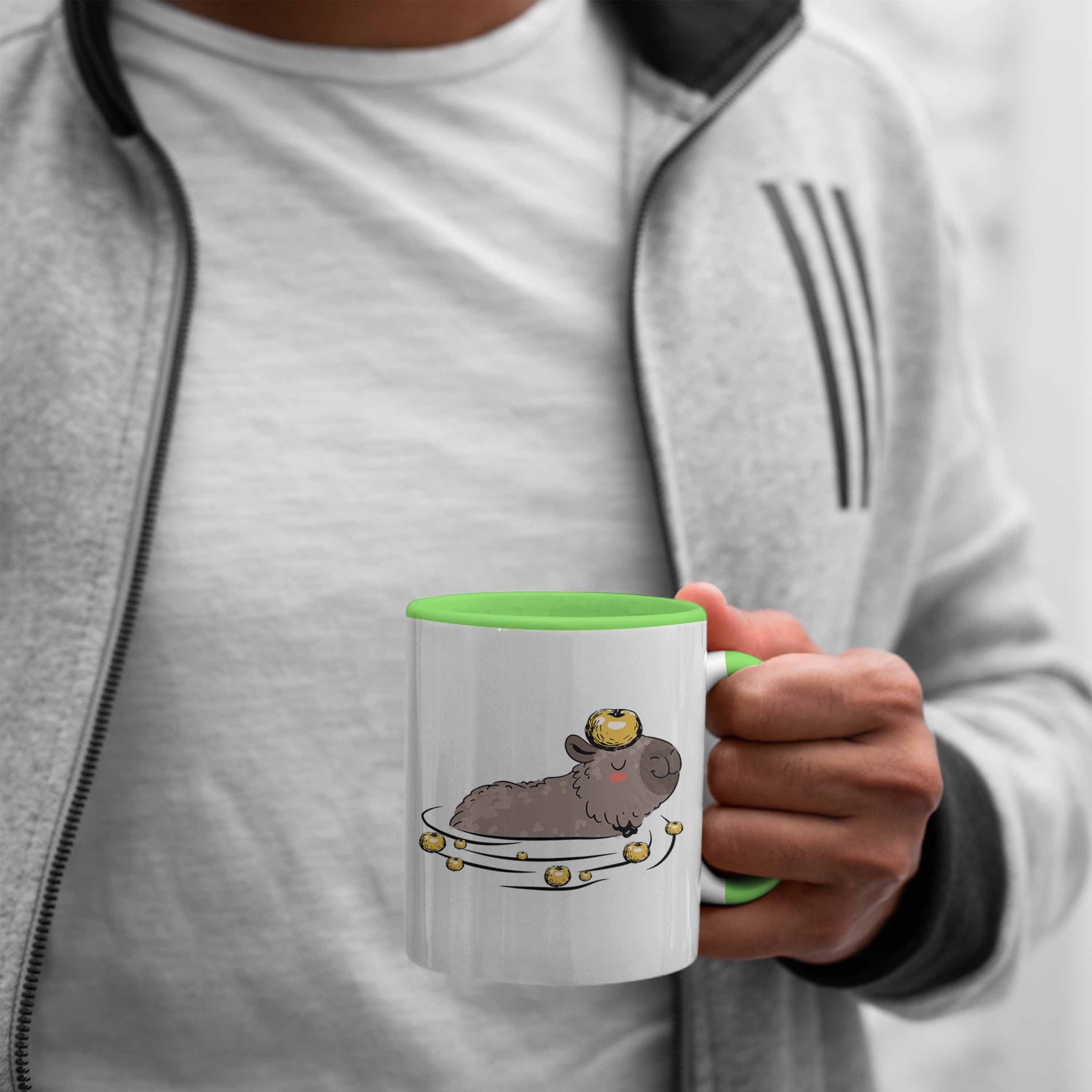 Trendation Tasse Tasse Grün Geschenk mit für Capybara-Motiv Liebhaber Capybara