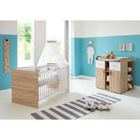 moebel-dich-auf Babyzimmer-Komplettset ELISA 6, (Babyzimmer Kinderzimmer, Babybett + Wickelkommode + Unterbauregal), optional mit Matratze und Umbauseiten-Set