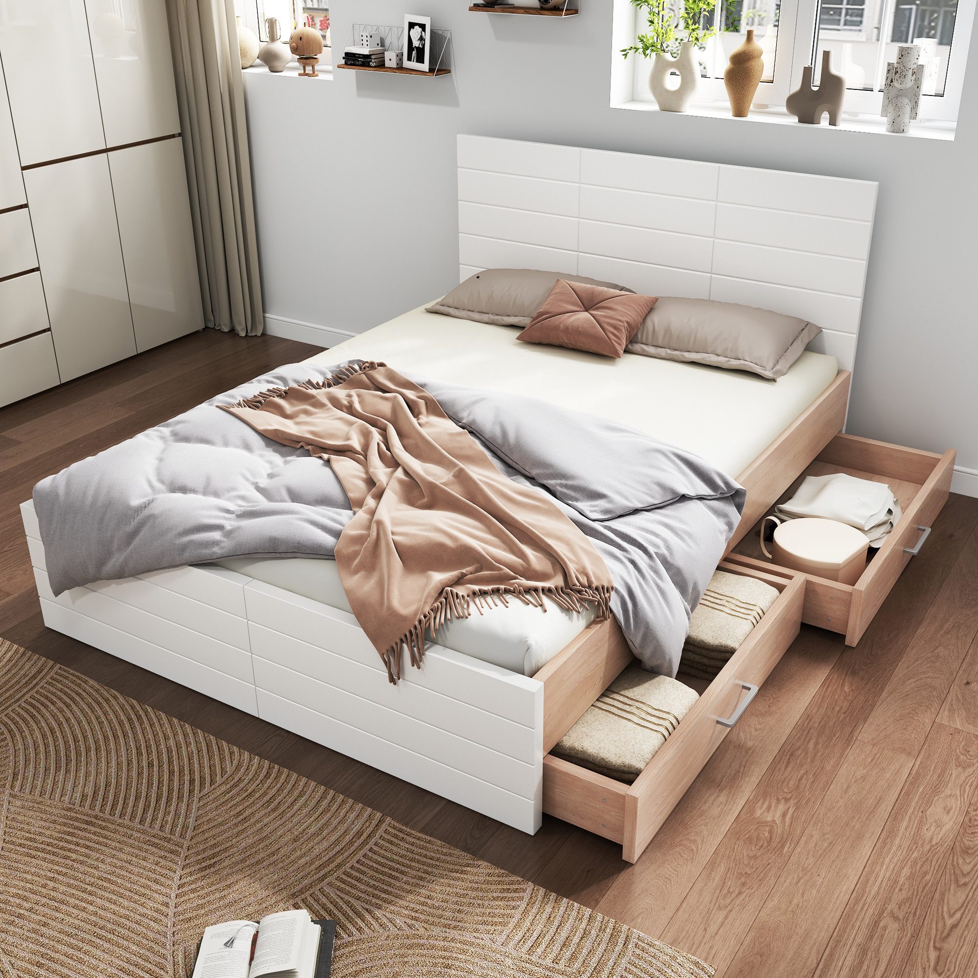 Flieks Massivholzbett, Doppelbett 140×200cm mit 2 günstig online kaufen