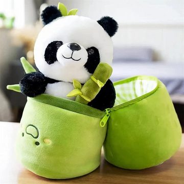 yozhiqu Kuscheltier Niedlicher Panda mit Bambus-Plüschtier, Panda und Bambusrohr (1-St), Weicher Stoff,zart,perfektes Geschenk für Kinder,Erwachsene,Freunde