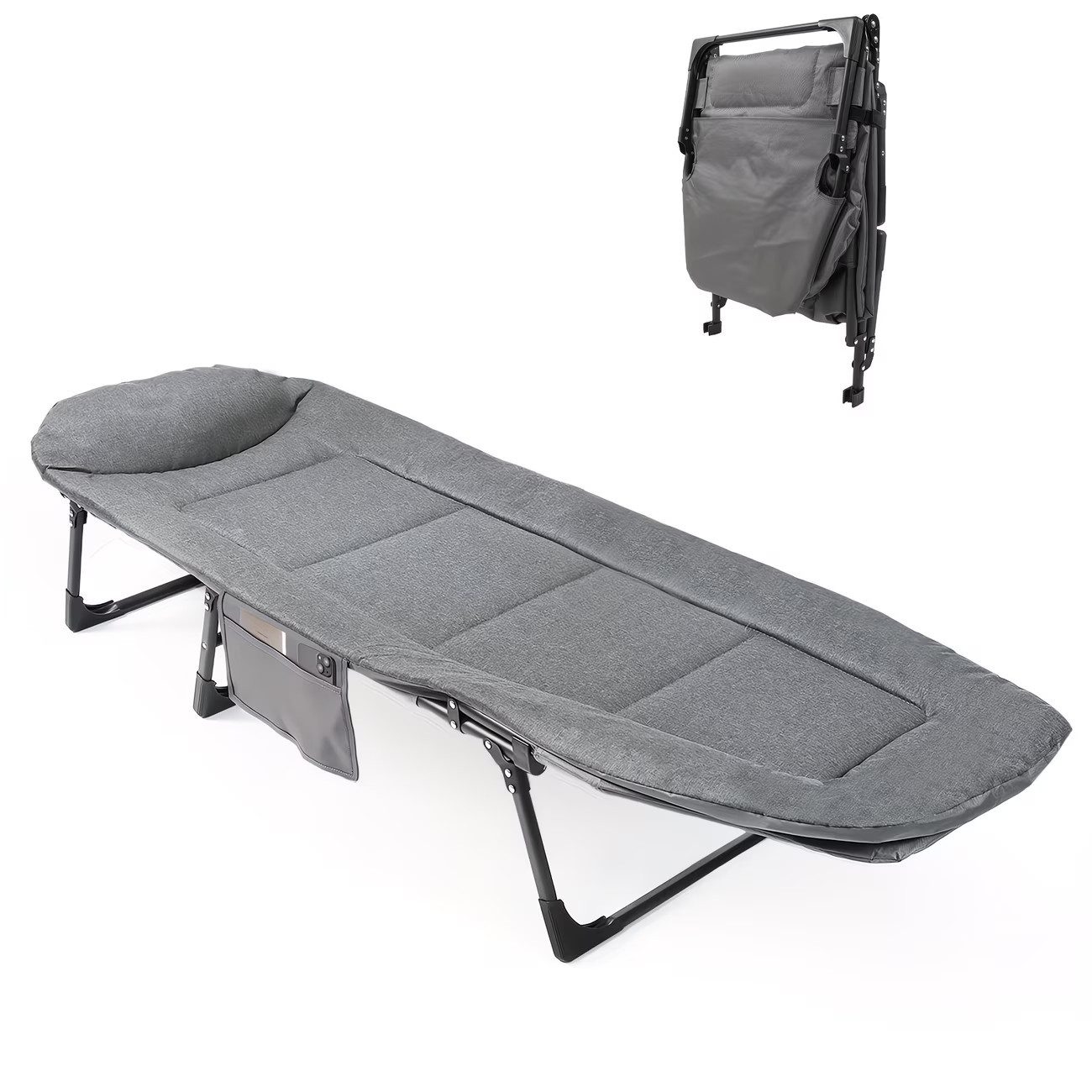 MECO Campingliege Liegestuhl Sonnenliege Relaxsessel Gartenliege (1-St) Campingbett Verstellbar & Stabil, bis 150 kg, 190x66x35cm