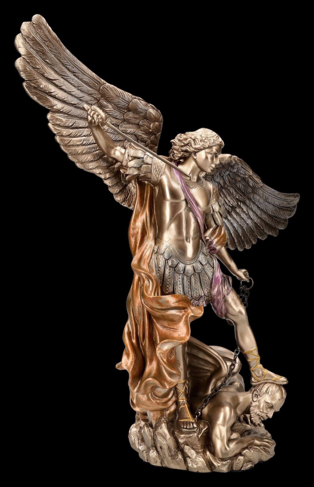Figuren Shop GmbH Dekofigur Erzengel Michael Statue – bronzierte Engelsfigur Sammlerfigur 37 cm