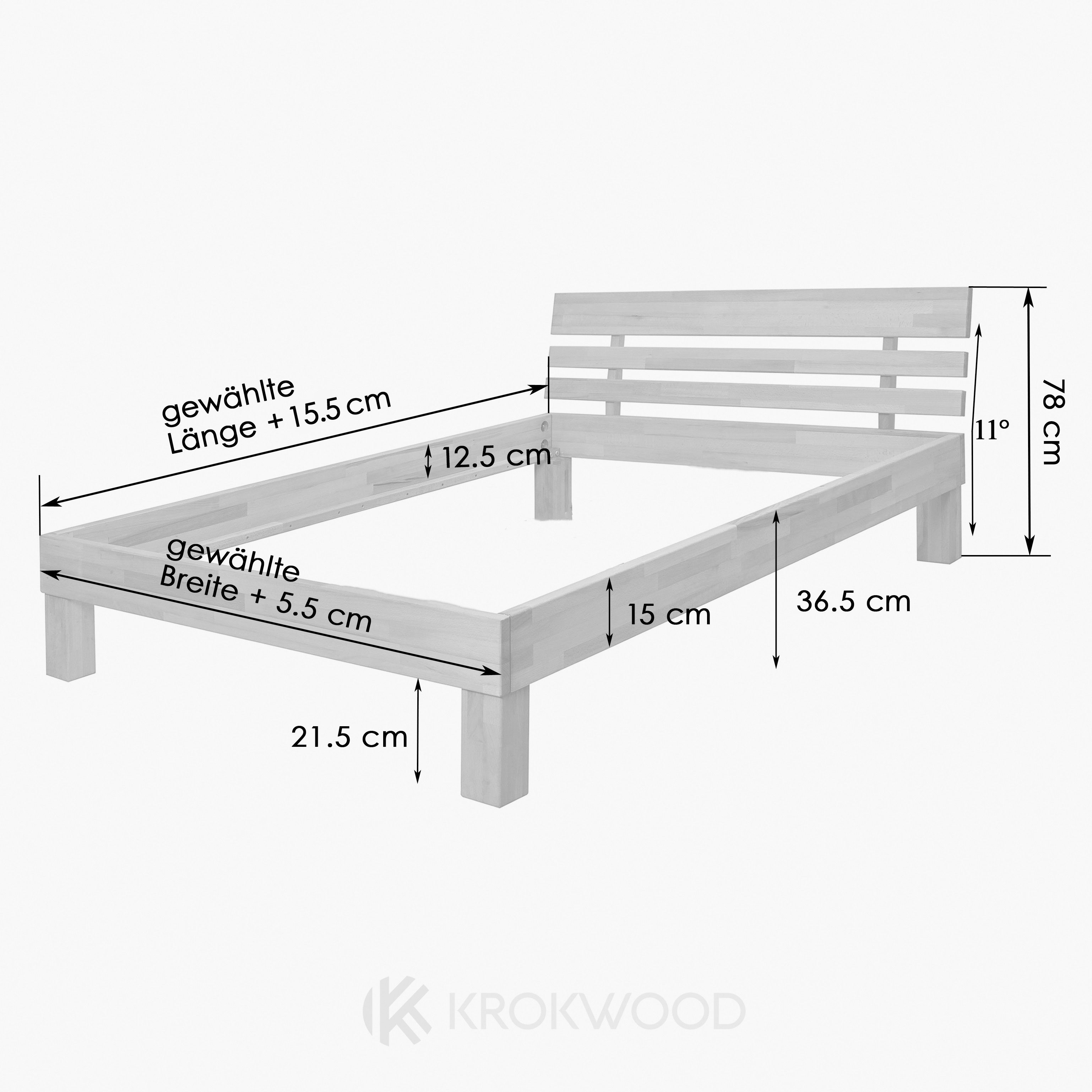 Krok Wood Massivholzbett Julia in Eiche mit Kopfteil günstig online kaufen
