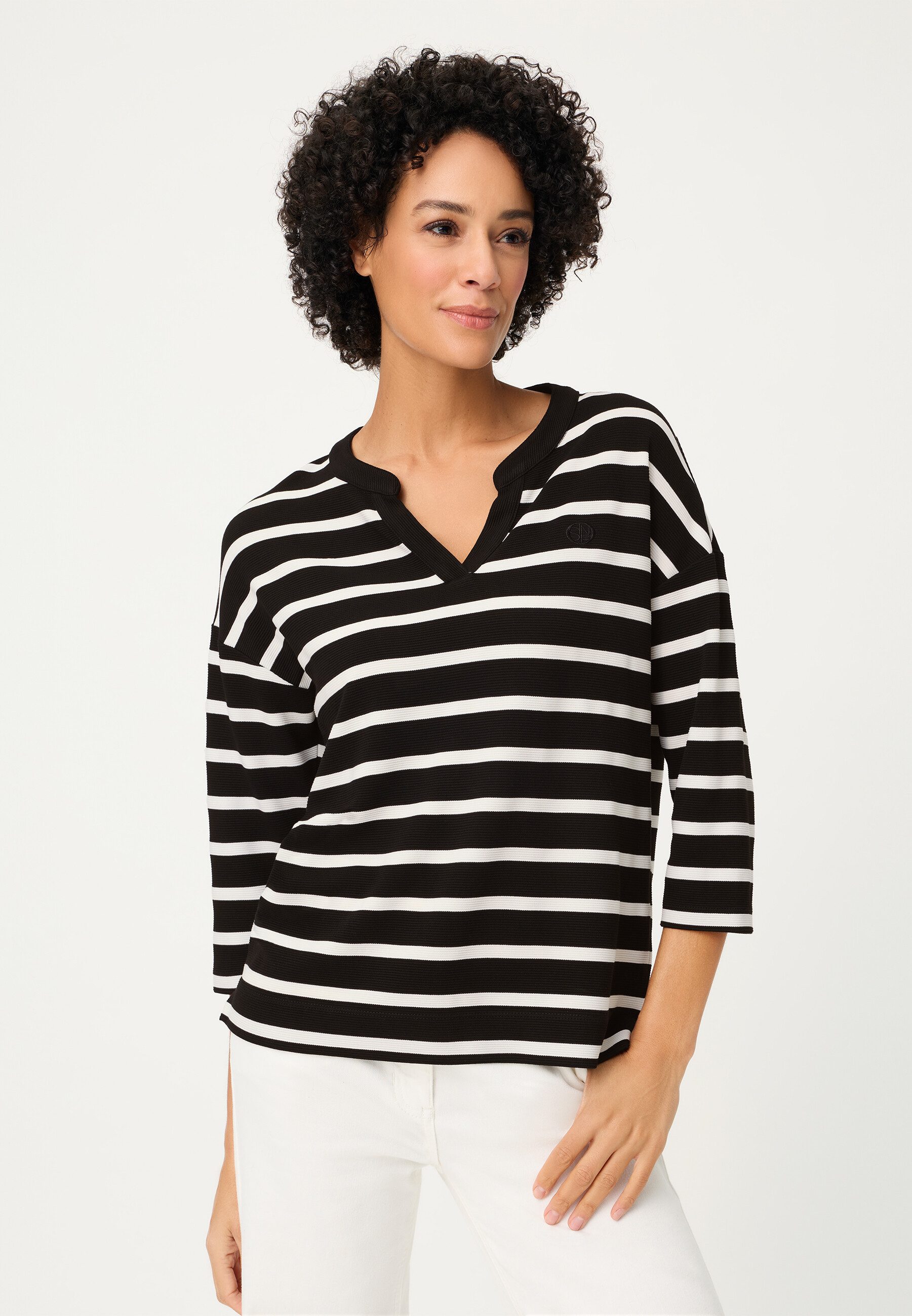 Olsen Sweatshirt Sweatshirt mit Tunikaausschnitt und 3/4-Ärmeln