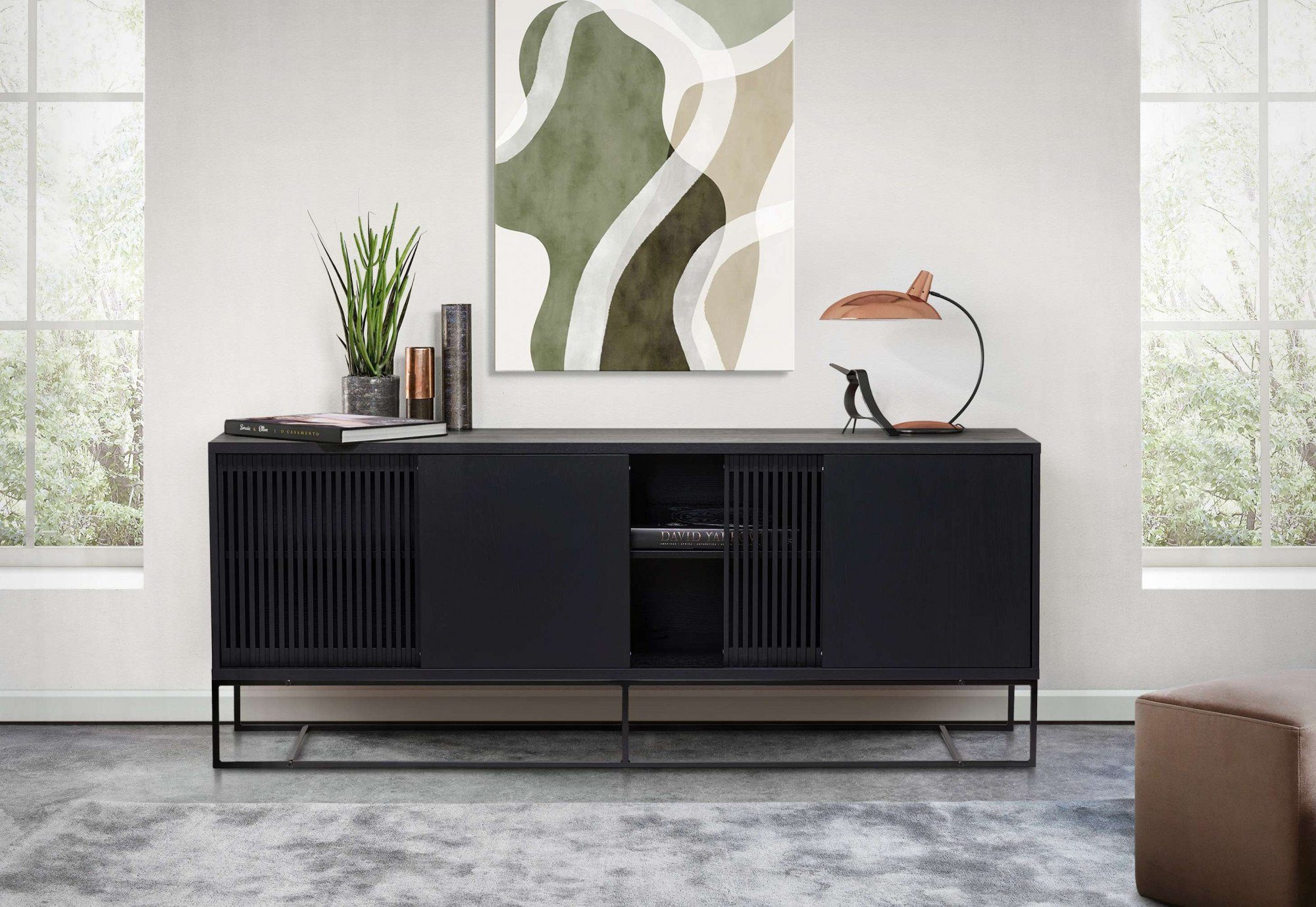 Woodman Sideboard Ende, teilmassiv, Metallfüße, Breite 188 cm