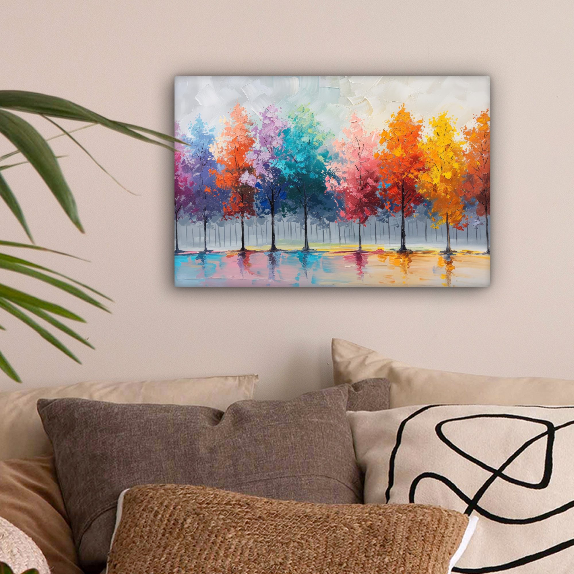OneMillionCanvasses® Leinwandbild Bäume - Farbenfroh - günstig online kaufen