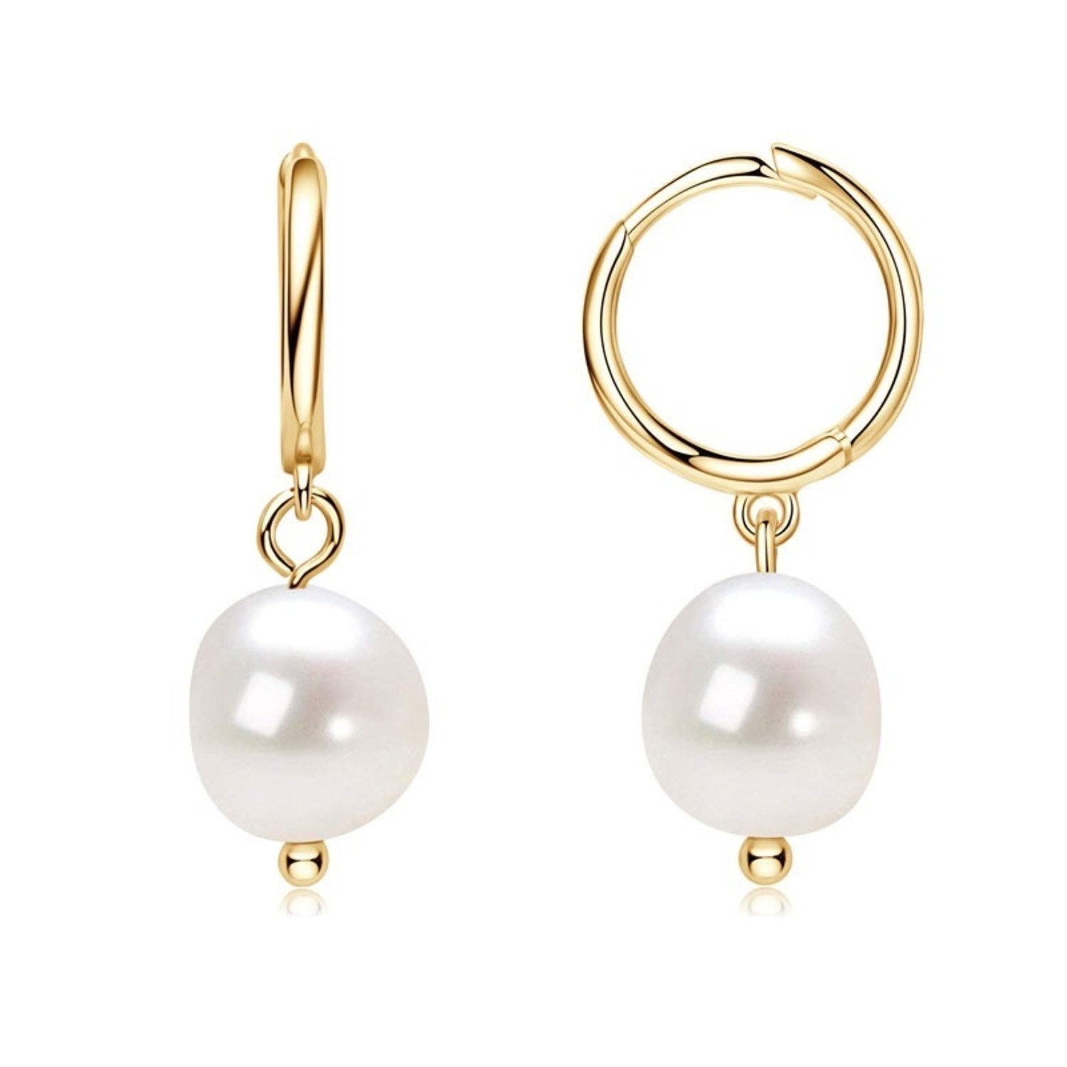 ROUGEMONT Perlenohrringe Damen Perlen Creolen Ohrringe Süßwasserperle 925 Sterling Silber, Hypoallergen