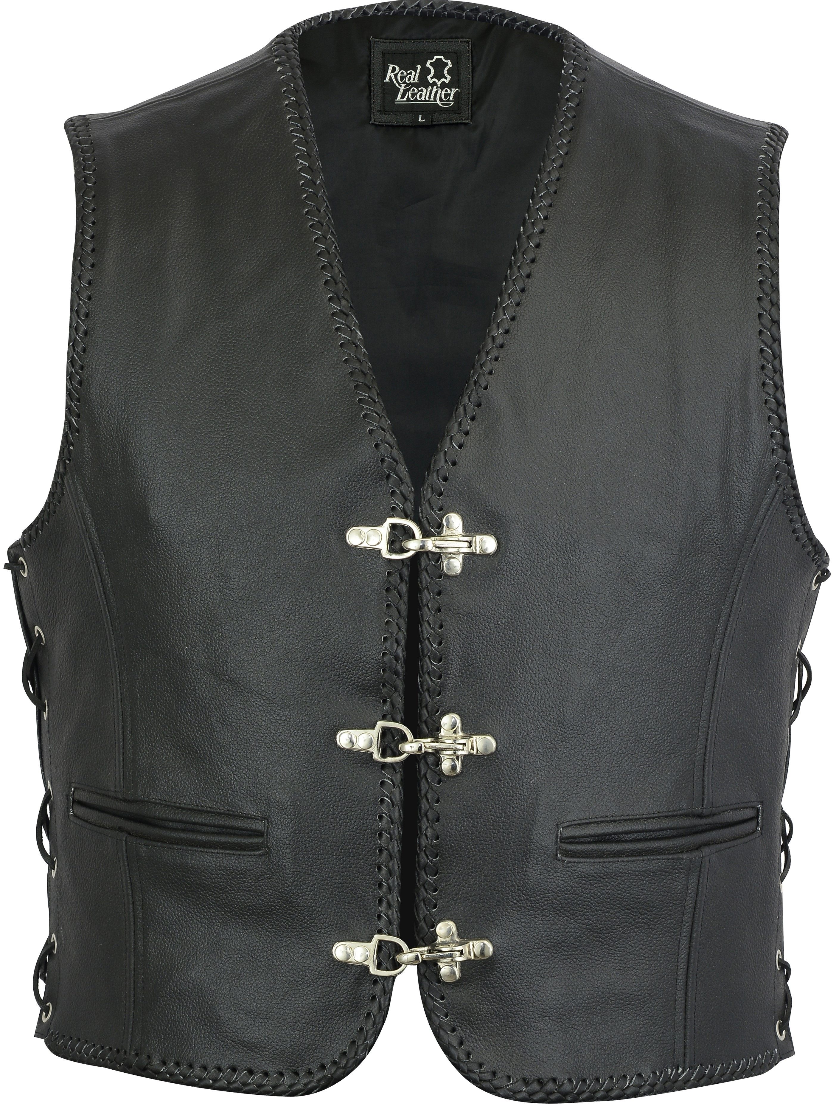 Myooka Lederweste Herren Lederweste Kutte Biker Weste Clubweste Chopper Wes günstig online kaufen