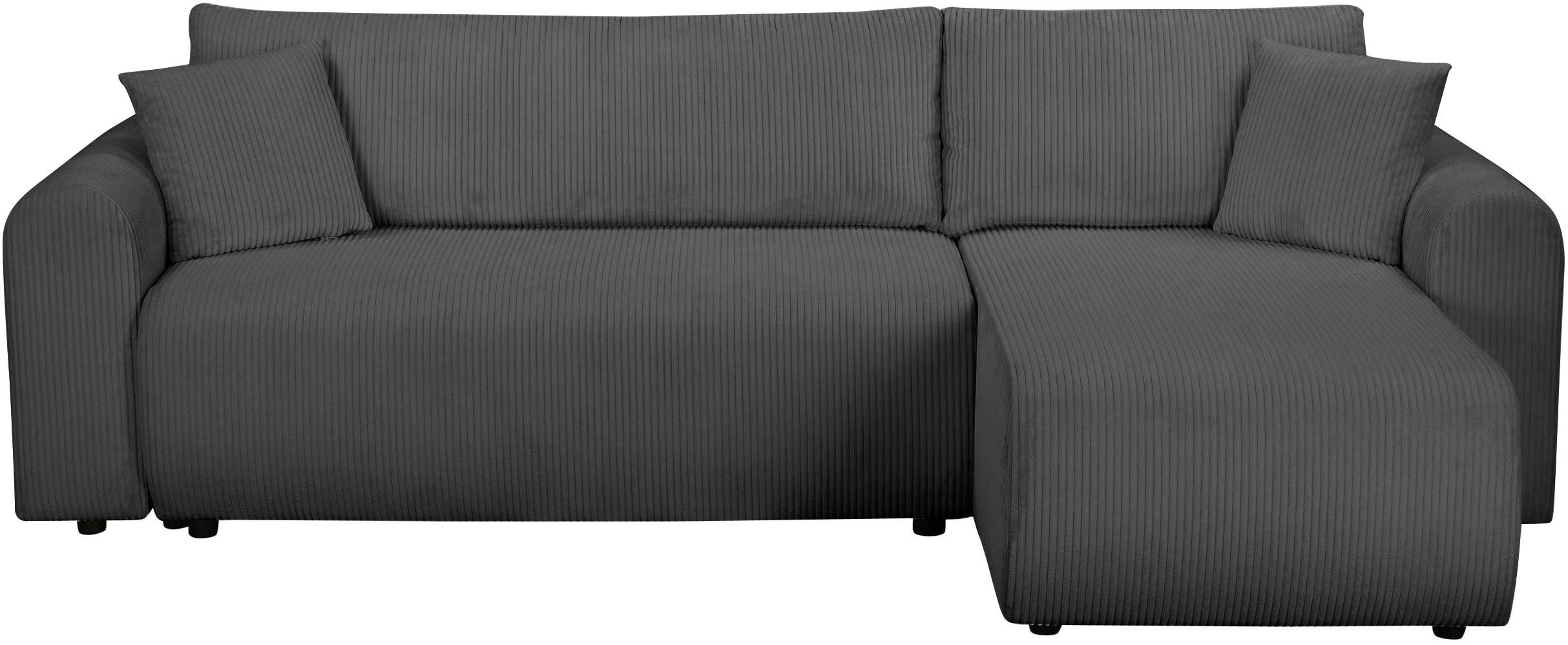 OTTO home Ecksofa JONAA L-Form, 241cm - OTTO. Verlässliche Qualität., Schlaffunktion(133/200), Bettkasten, Cord, Struktur, Unser Tiefpreis