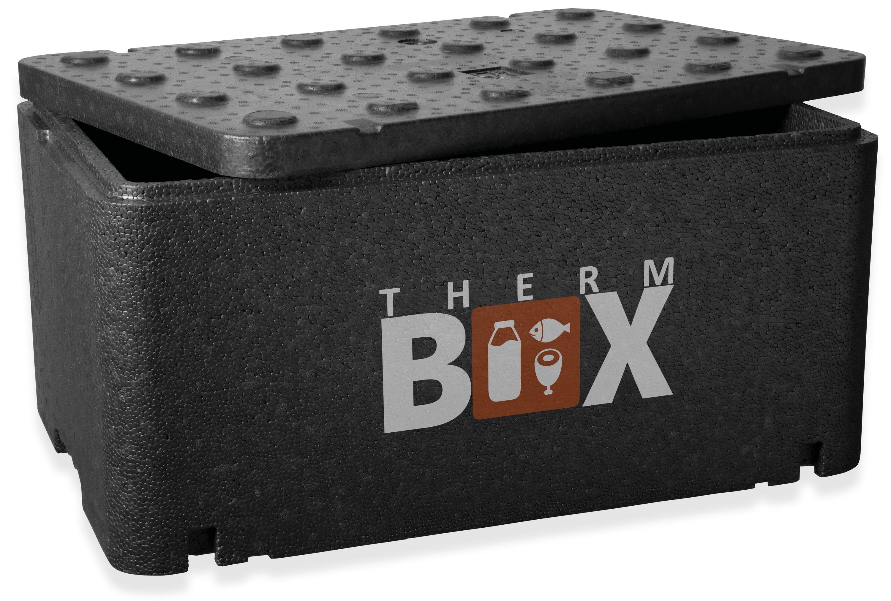 THERM-BOX Thermobehälter Profibox GN1 Wand: 2,5cm 46,5L Innenmaß: 54x34x24cm Wiederverwendbar, Styropor-Piocelan, (1, 0-tlg., Box mit Deckel im Karton), Isolierbox Thermobox Kühlbox Warmhaltebox Styroporbox
