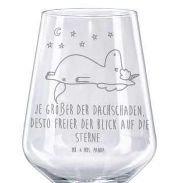 Mr. & Mrs. Panda Rotweinglas Einhorn Sternenhimmel - Transparent - Geschenk, Einhörner, Spülmaschi, Premium Glas, Stilvolle Gravur