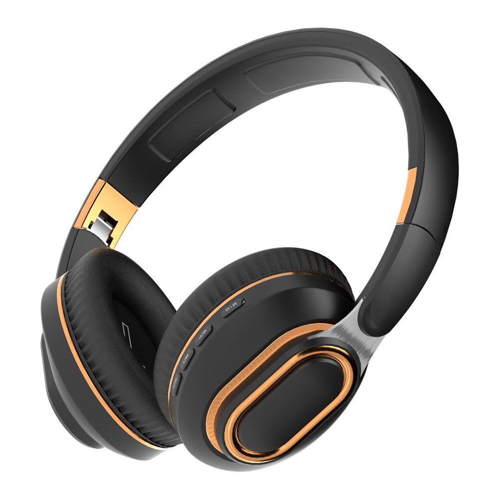Dekorative Bluetooth 5.0 Kopfhörer HIFI-Klangqualität, 16h Akkulaufzeit Over-Ear-Kopfhörer (Geräuschunterdrückung, lange Akkulaufzeit, mehrere Wiedergabeoptionen) Schwarz | Over-Ear-Kopfhörer
