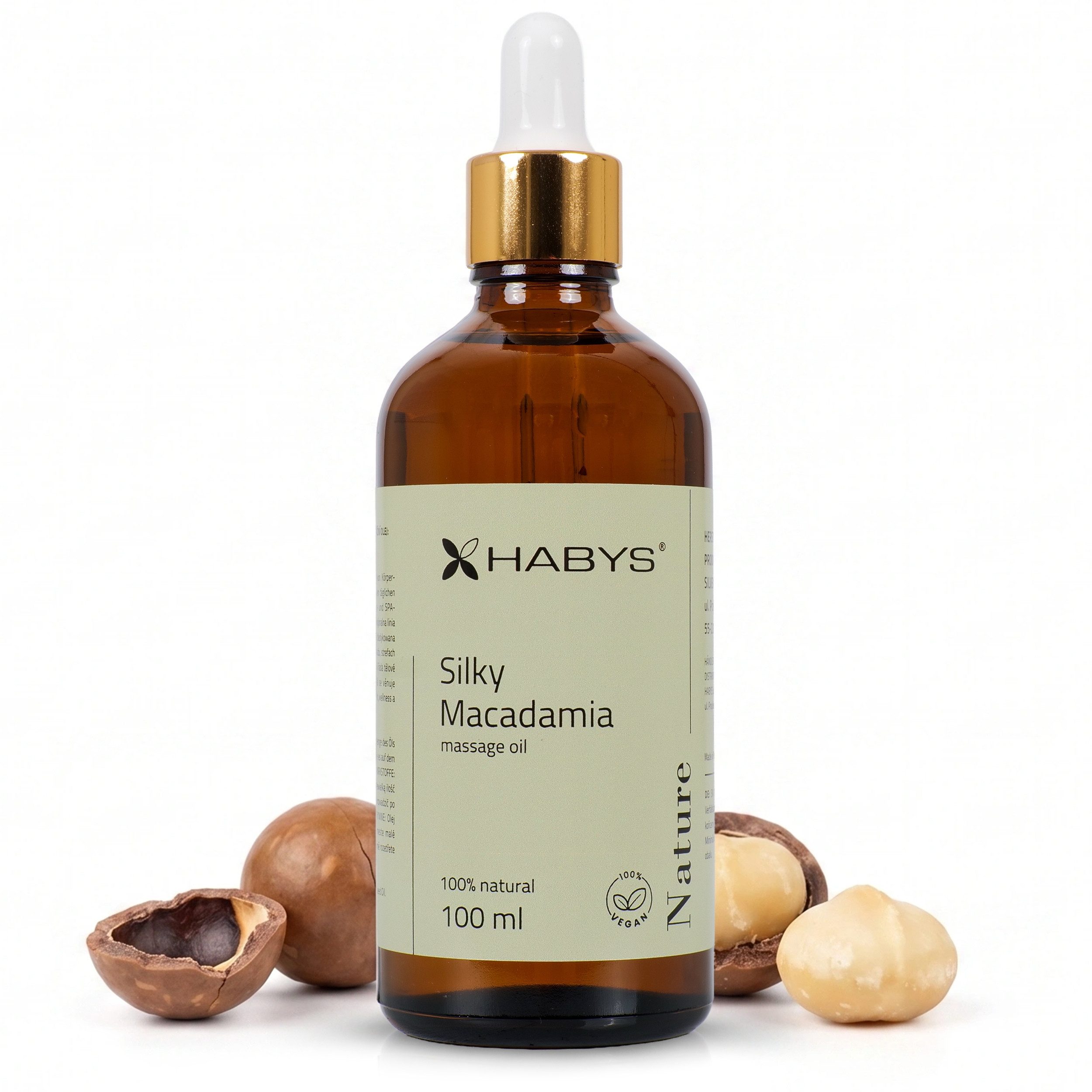 Habys Massageöl Massageöl Nature Silky Macadamia 100% Natural Macadamiaöl vegan 100 ml