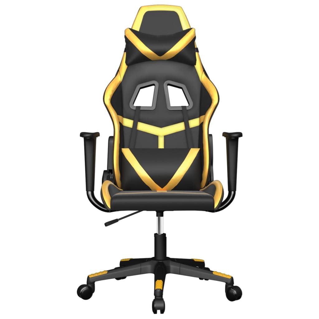 furnicato Gaming-Stuhl Kunstleder Schwarz Gold 66,5x61x(118-127,5) cm (1 St), Bürostuhl mit Massagefunktion, höhenverstellbar und drehbar