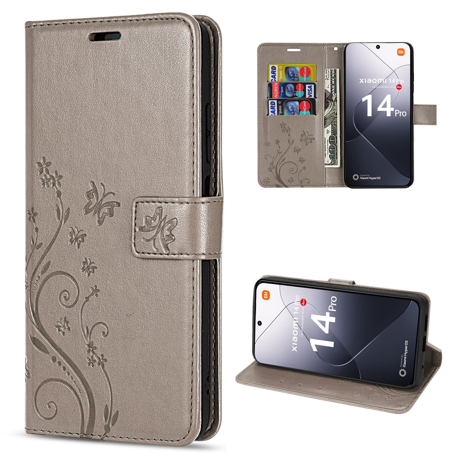 Handyhülle Handytasche für Xiaomi 14 Pro Klapphülle Schwarz