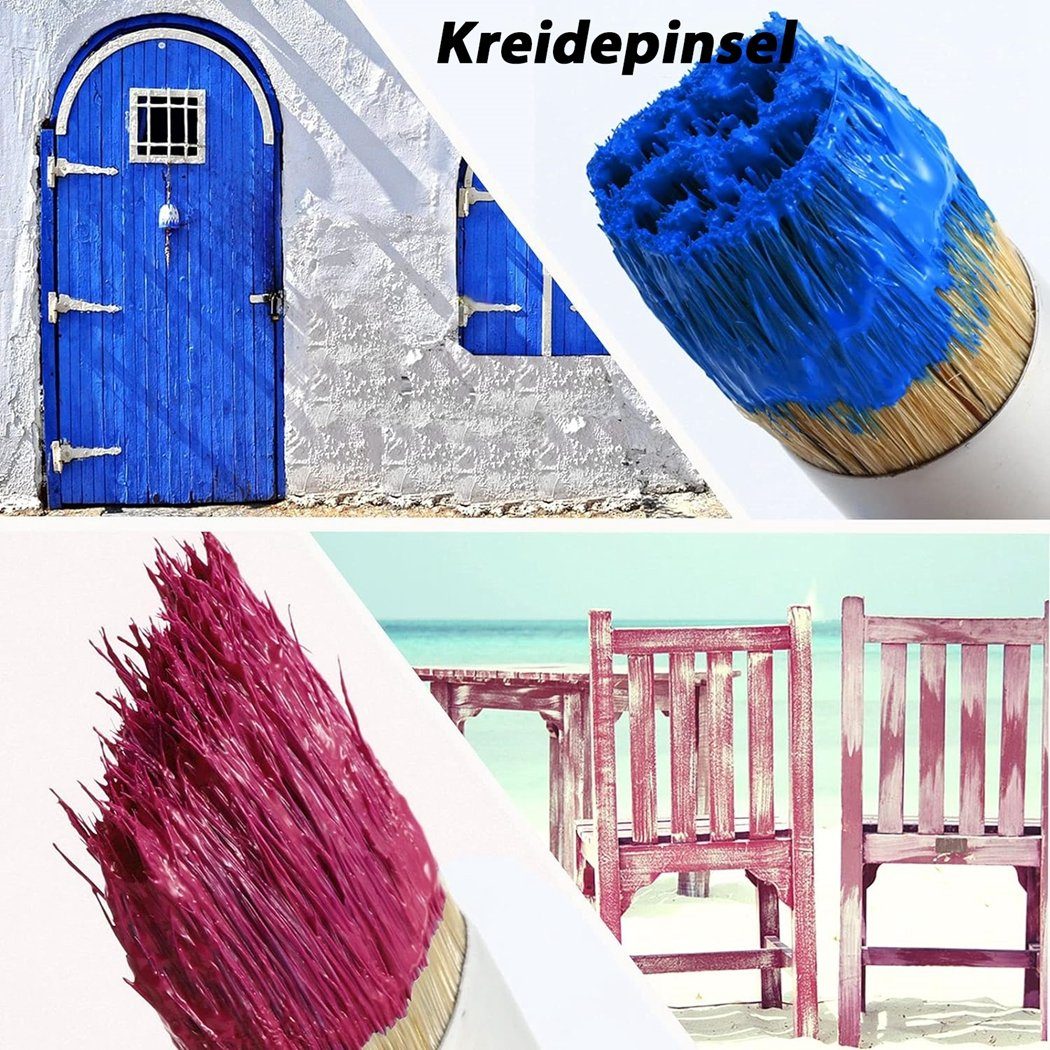 TUABUR Kreide- für ovale Wachspinsel, und Acrylmalerei Pinsel Pinsel Holzfarbe 3er-Pack