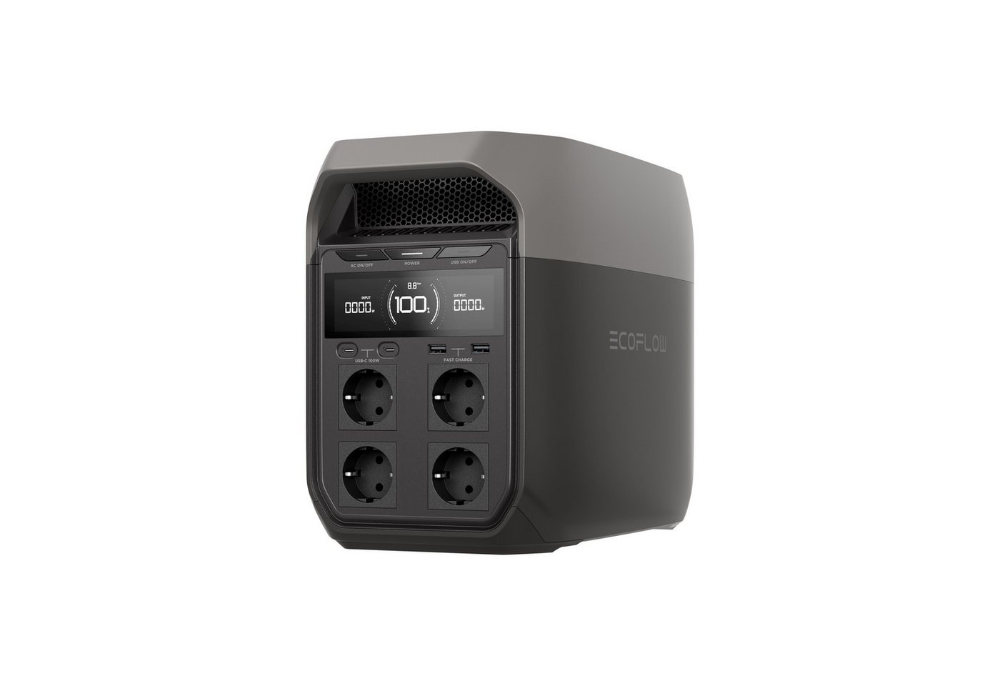 Ecoflow EcoFlow Delta 3 Powerstation 0% Mwst. (12, Abs. 3 UstG) Powerstation LiFEPO4 (230 VAC V), Erweiterbare Kapazität von 1 kWh–5 kWh grau|silberfarben