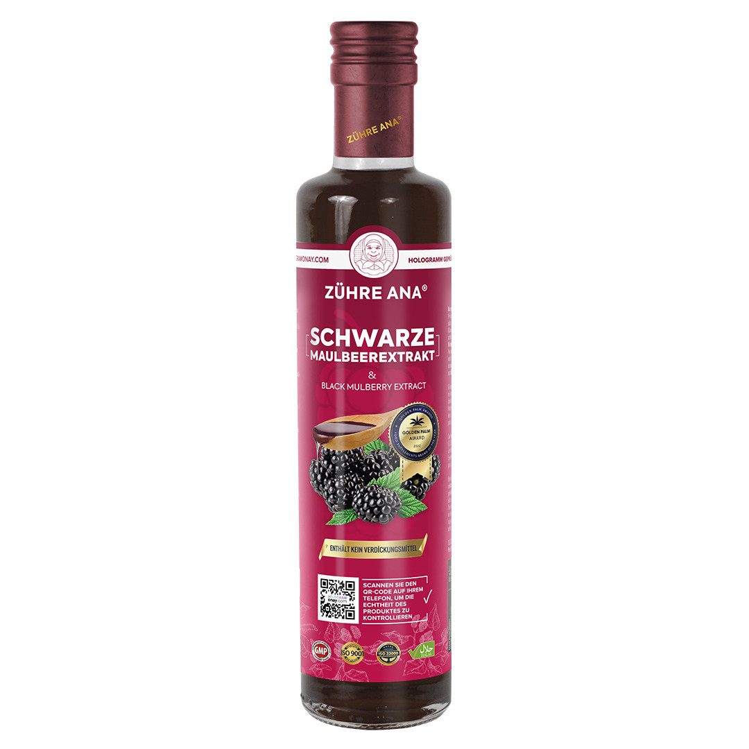 Zühre Ana® Sirup Schwarzer Maulbeerextrakt – Ein reiner und natürlicher Geschmack, Natürliches Aroma, Multivitamin,Mischungsverhältnis: 1+5