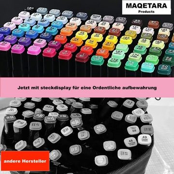MAQETARA Products Filzstift 80 Farben Filzstifte Set Dual Pen Twin Marker Stifte für Kinder, Malstifte für Kinder, Brush Pen, Permanent Marker inkl. Tragetasche