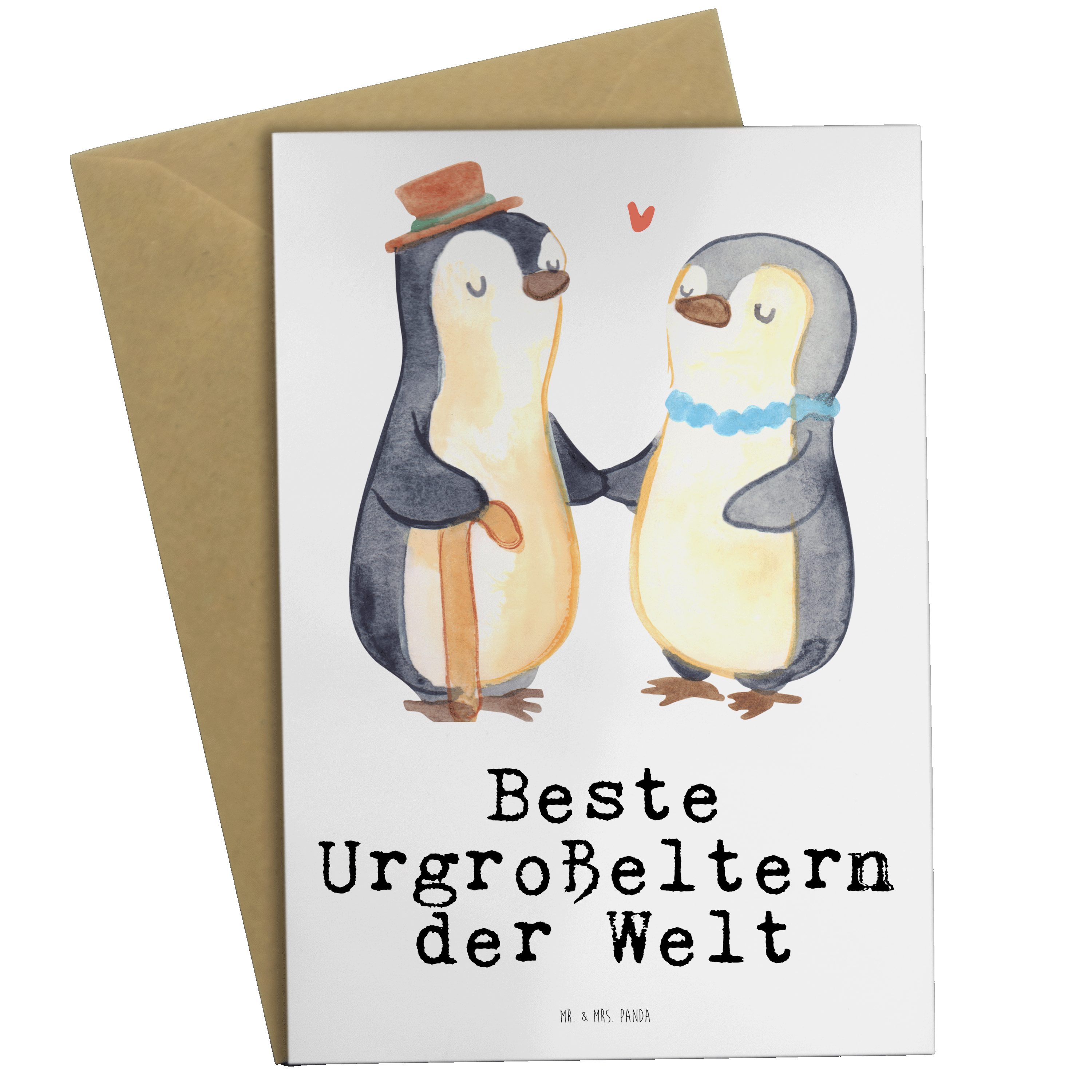 Mr. & Mrs. Panda Grußkarte Pinguin Beste Urgroßeltern der Welt - Weiß - Geschenk, für, Hochzeits