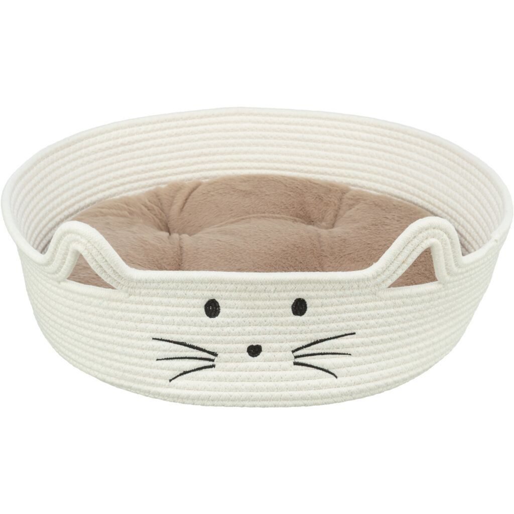 TRIXIE Tiertunnel Katzenkorb - weiß/hellbraun - ø 45 cm, Polyester, Tau