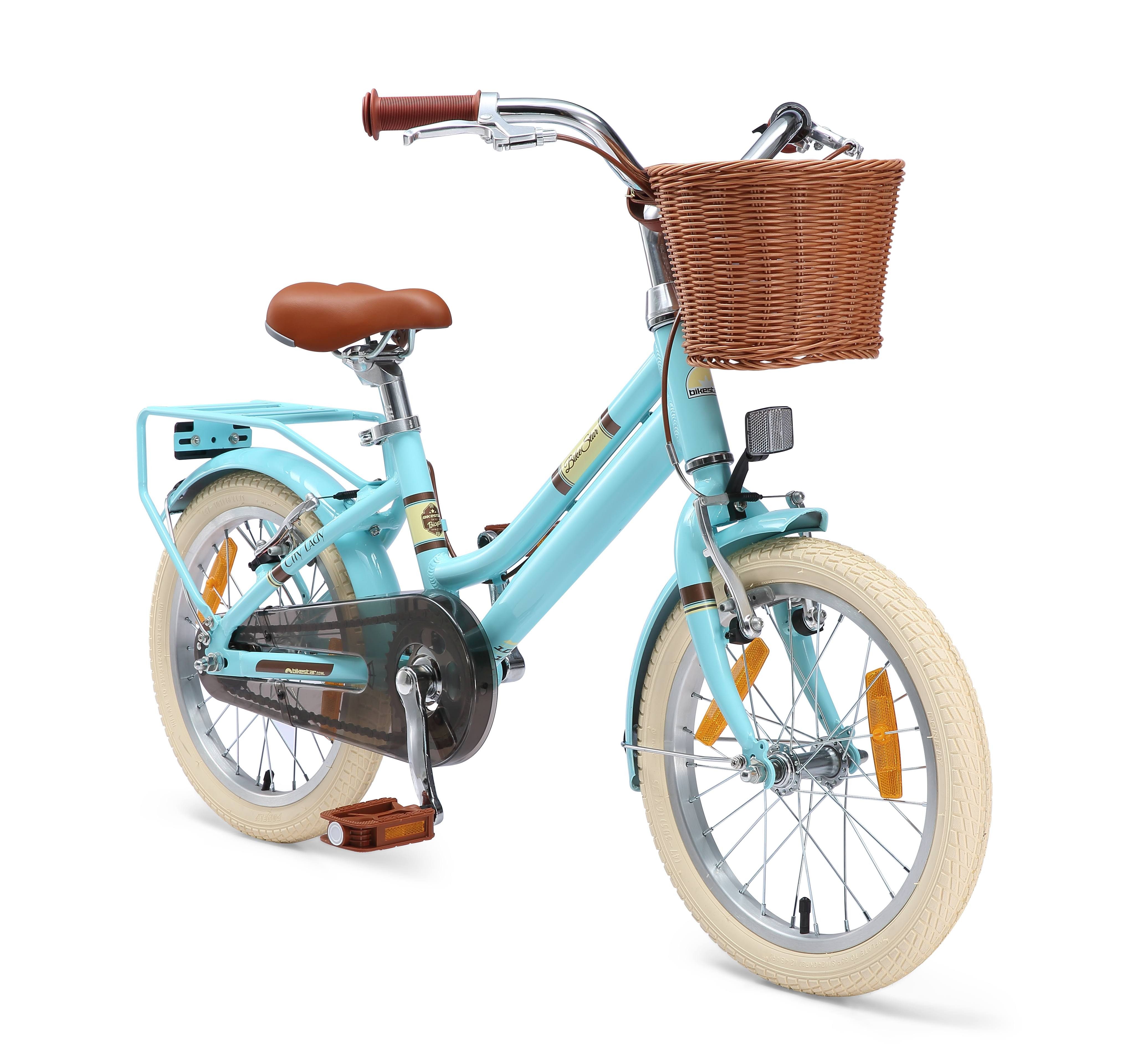Bikestar Kinderfahrrad Cityrad 16 Zoll Aluminium ab 4 Jahre, 1 Gang, Korb, Gepäckträger, leichtes Treten, ergonomischer Rahmen