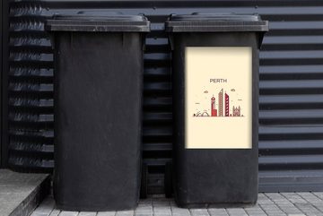 MuchoWow Wandsticker Australien - Perth - Skyline (1 St), Mülleimer-aufkleber, Mülltonne, Sticker, Container, Abfalbehälter