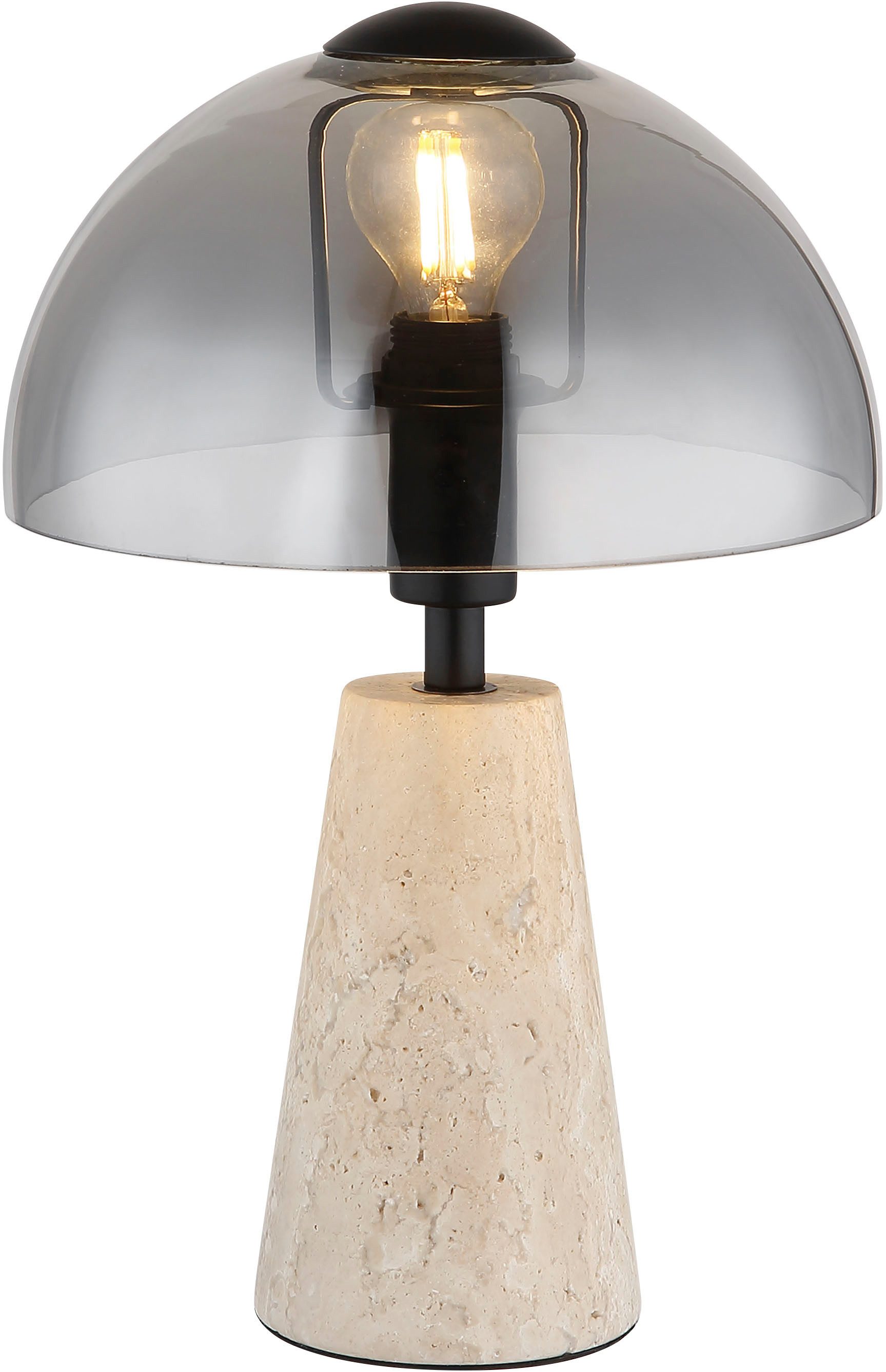 GLOBO LIGHTING Tischleuchte LARS, ohne Leuchtmittel, Tischleuchte für Wohnzimmer Travertine Stein grau