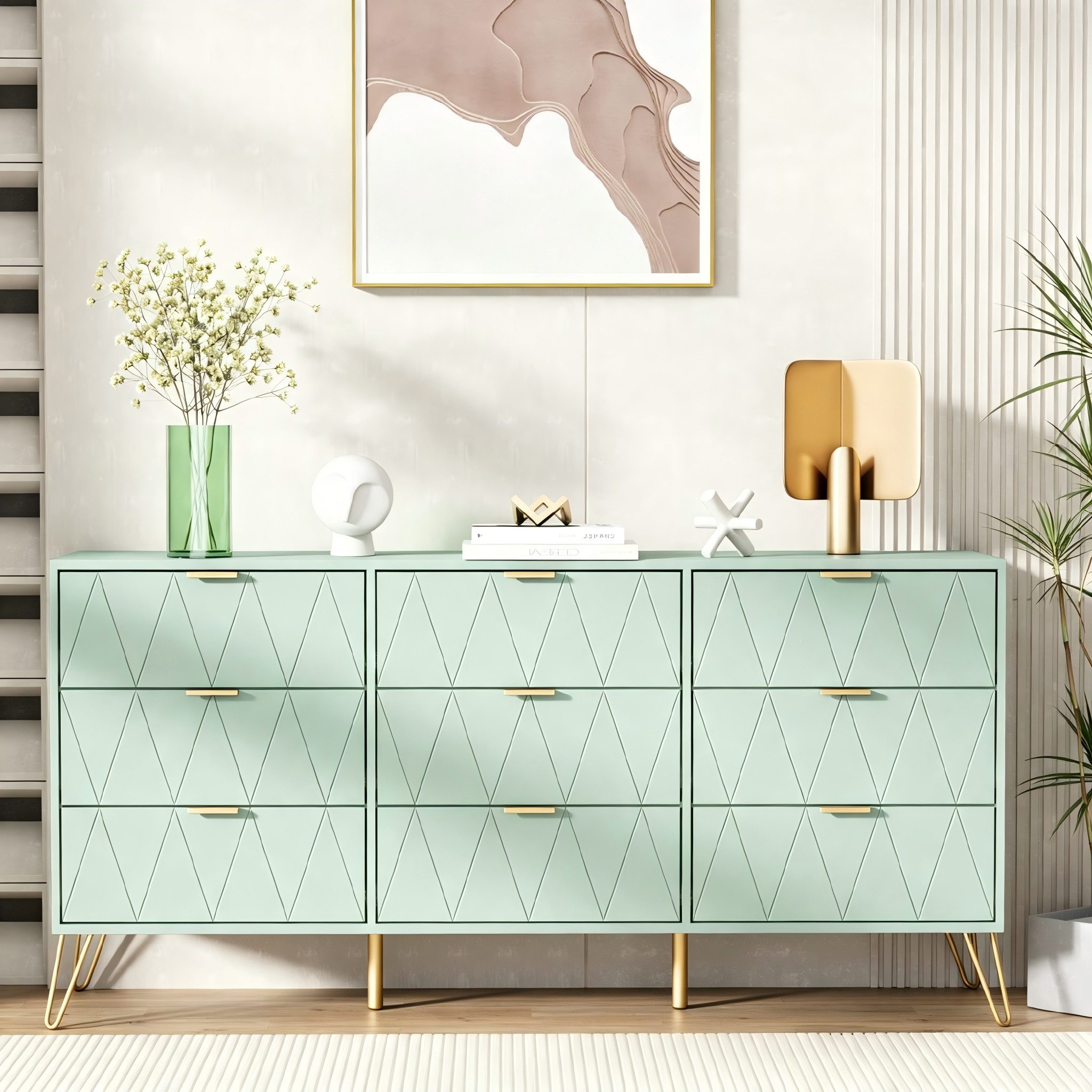 UEV Kommode modern Sideboard schmal Mehrzweckschrank für Kleidung Dokumente (Packung)