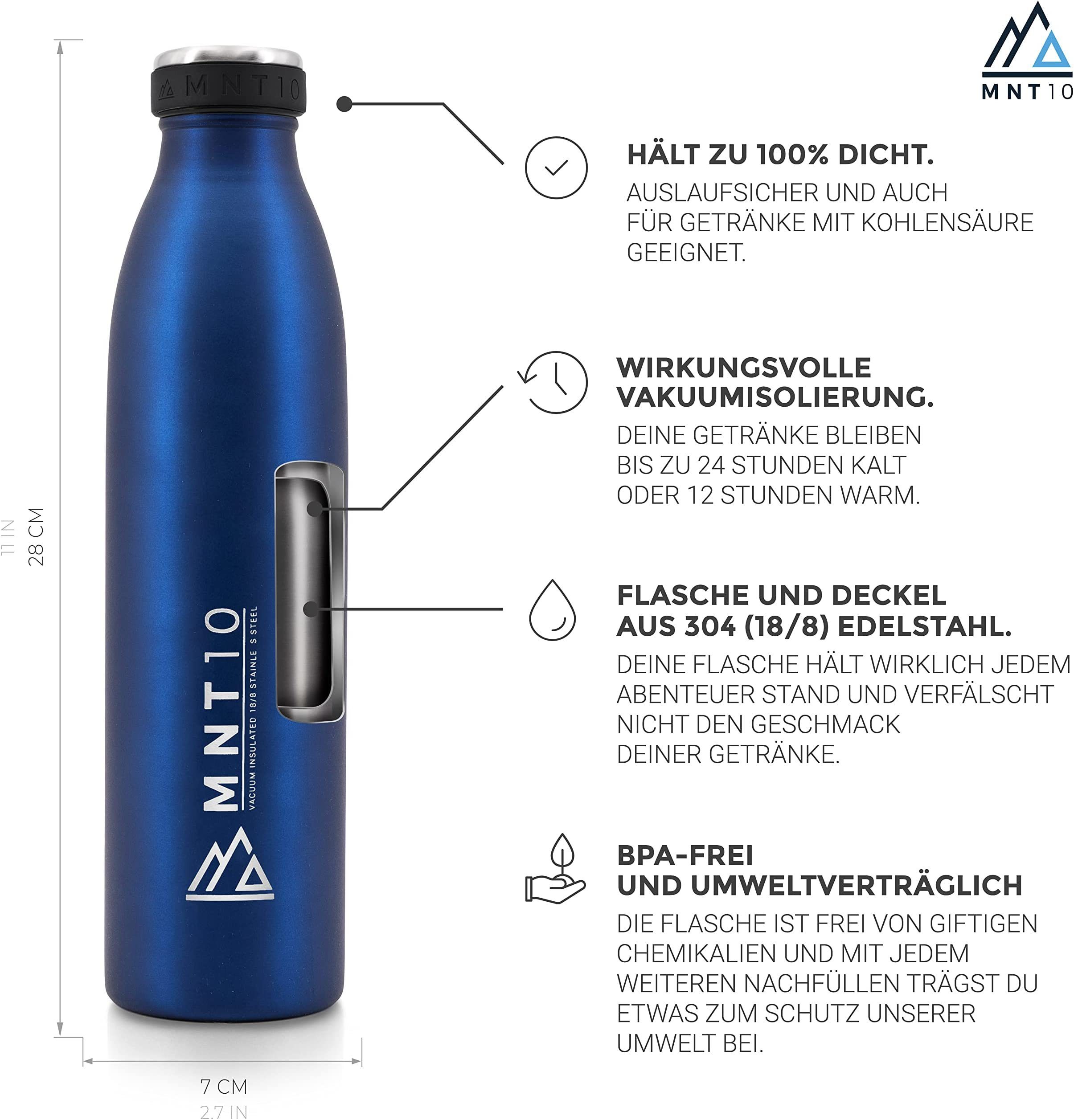 MNT10 Thermoflasche Isolierte Edelstahl Trinkflasche Flasche 500ml,750ml,1000ml Thermoflasche, - Auslaufsicher, kohlensäure Dunkelblau geeignet 
