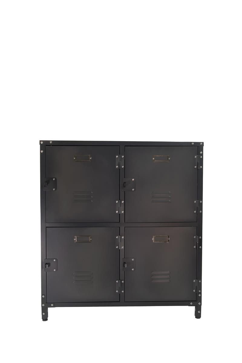 rikta Mehrzweckschrank Metallschrank Kommode Vintage 4 Türen Grau Anthrazit Stahl Pulverbeschichteter Stahl-Schrank mit vier abschließbaren Türen