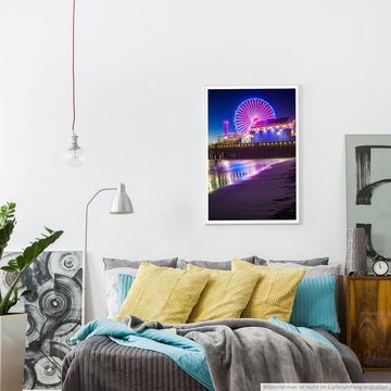 Sinus Art Poster Landschaftsfotografie 60x90cm Poster Pier bei Nacht Santa Monica Kalifornien USA