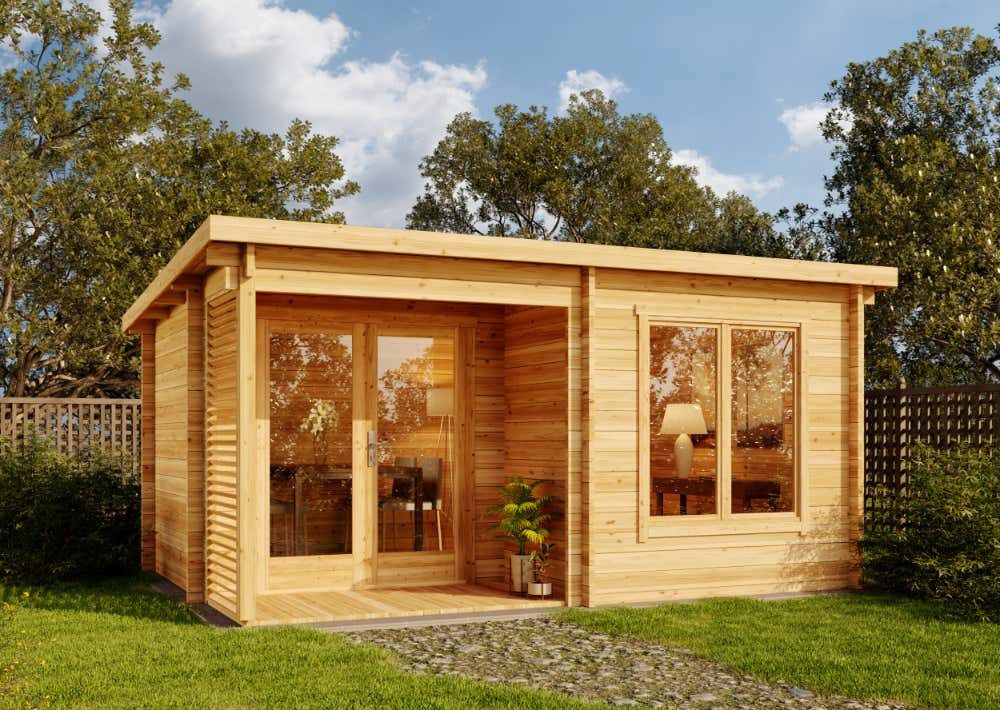 Alpholz Gartenhaus Holz Orkus Petite Natur 44mm Wandstärke, BxT: 490x370 cm, in Naturbelassen mit 44mm Wandstärke