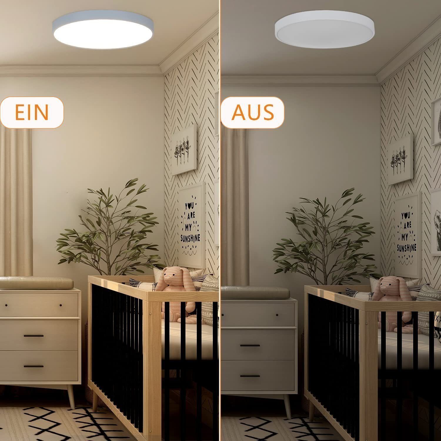 ZMH LED Deckenleuchte Wohnzimmer Ø28CM Modern Deckenlampe 17W Rund Neutralw günstig online kaufen