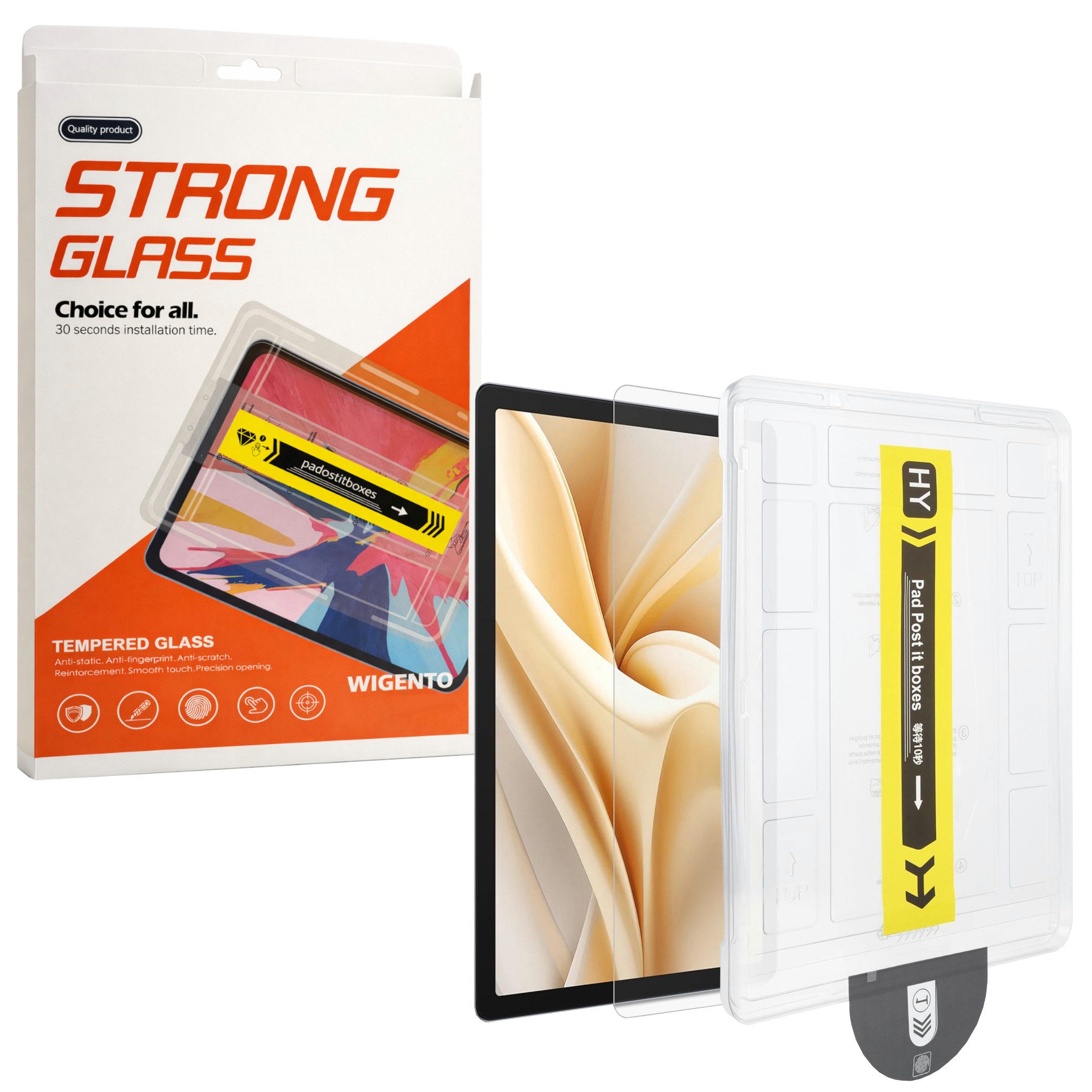 Wigento Tablet-Hülle Für Lenovo Idea Tab 11" SnapFit Premium Schutzglas Installationshilfe, 9H Härte, kratzfest, stoßfest, Installationshilfe, Oleophob