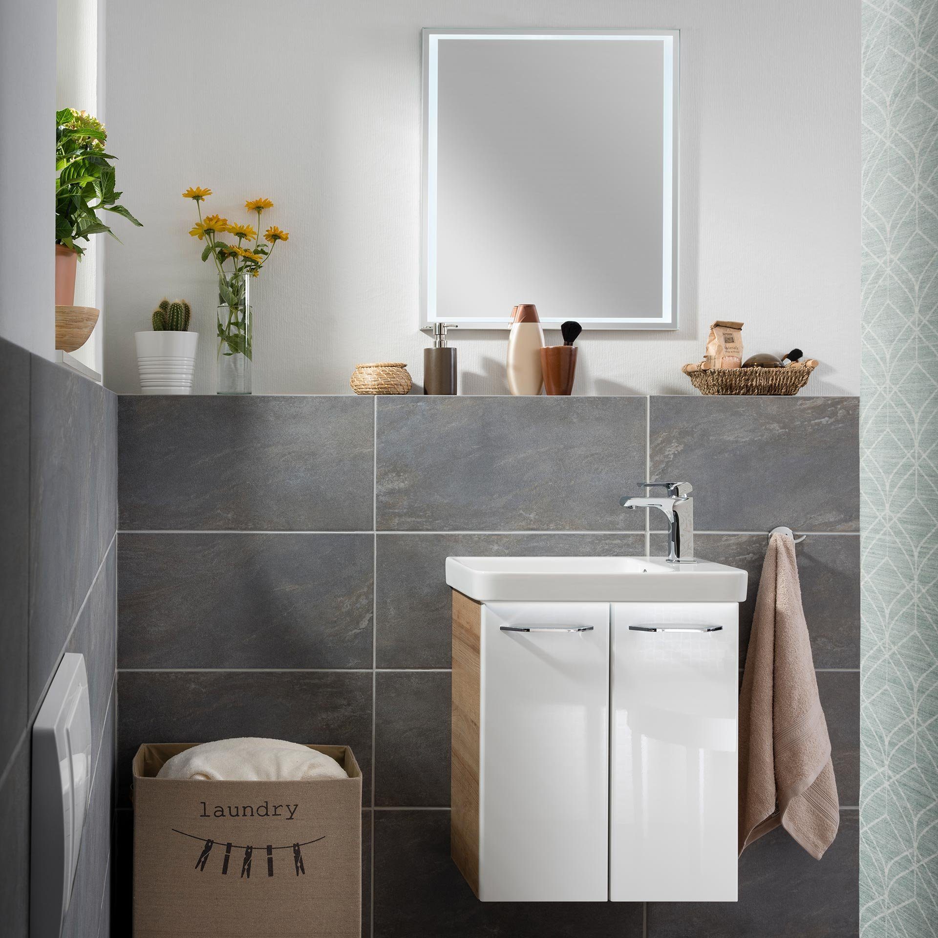 FACKELMANN Badmöbel-Set MILANO Gäste WC Set 2 Teile