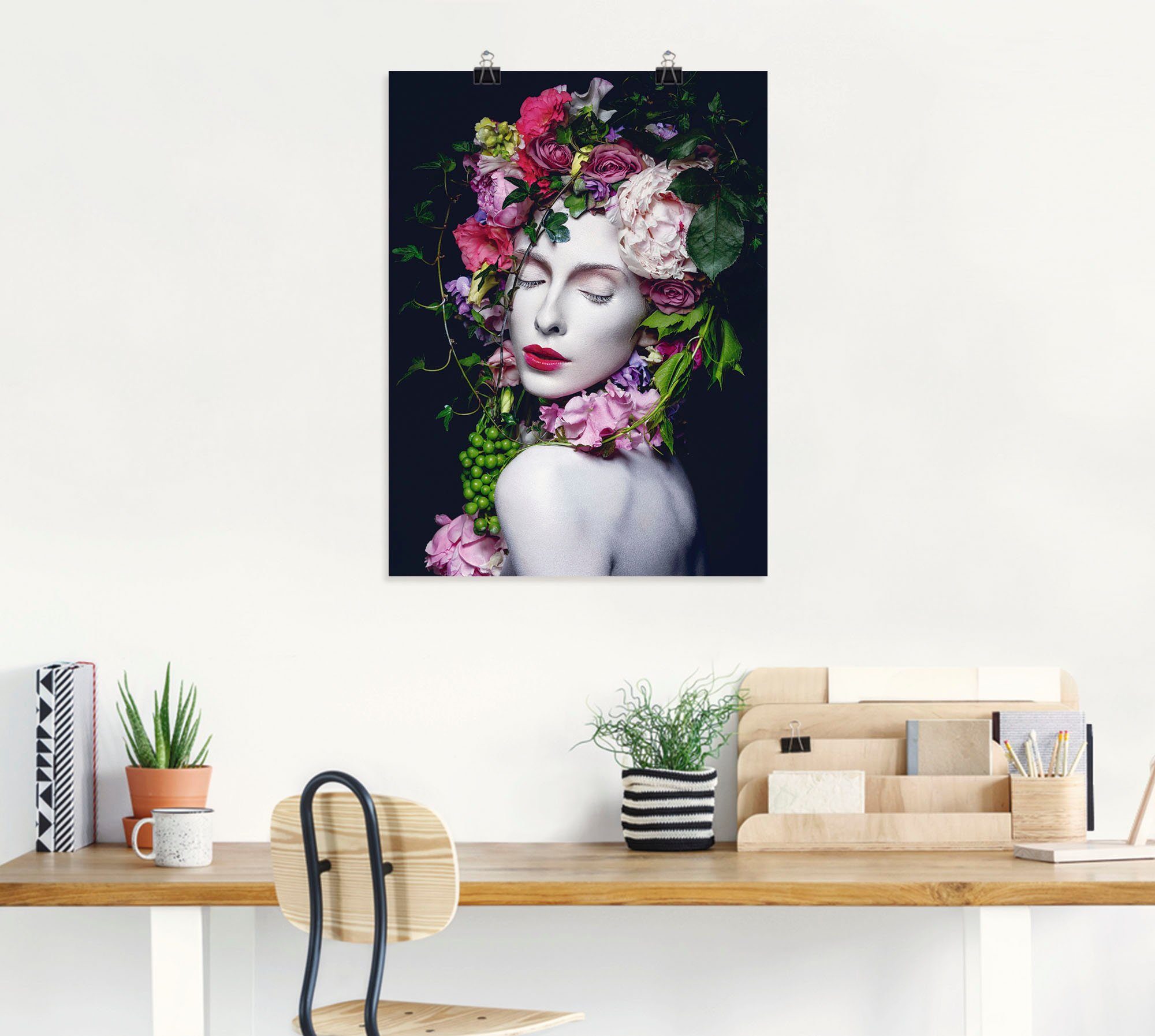 Blumenkönigin, Frauen Wandbild Schöne Wandaufkleber in Bilder Größen (1 Alubild, Artland von Leinwandbild, oder versch. St), Poster als