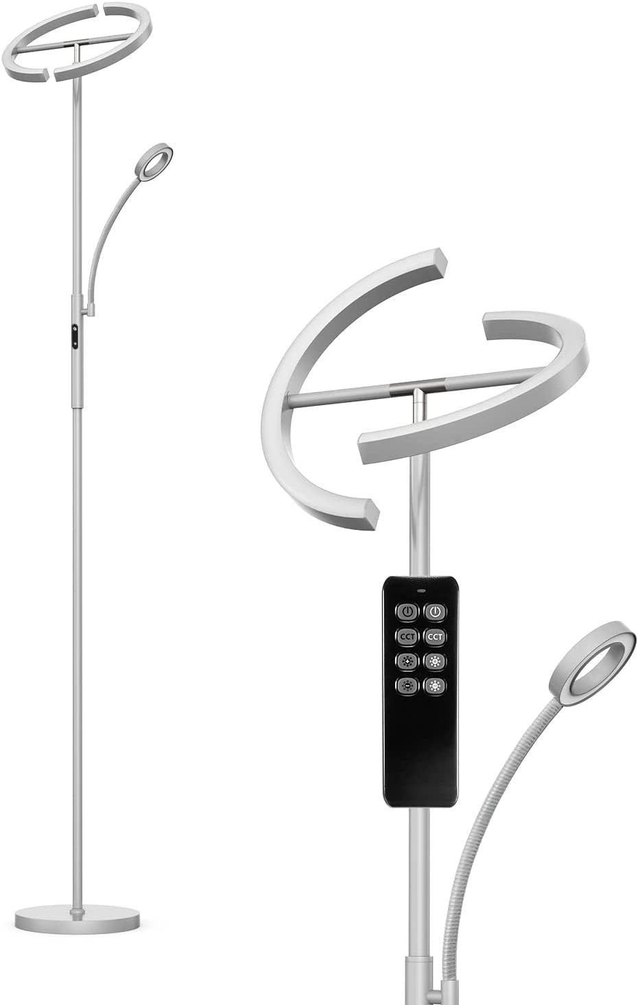 LED Stehlampe LED Stehleuchten Standlampe Ecklampe Dimmbar mit Fernbedienung 20W+7W