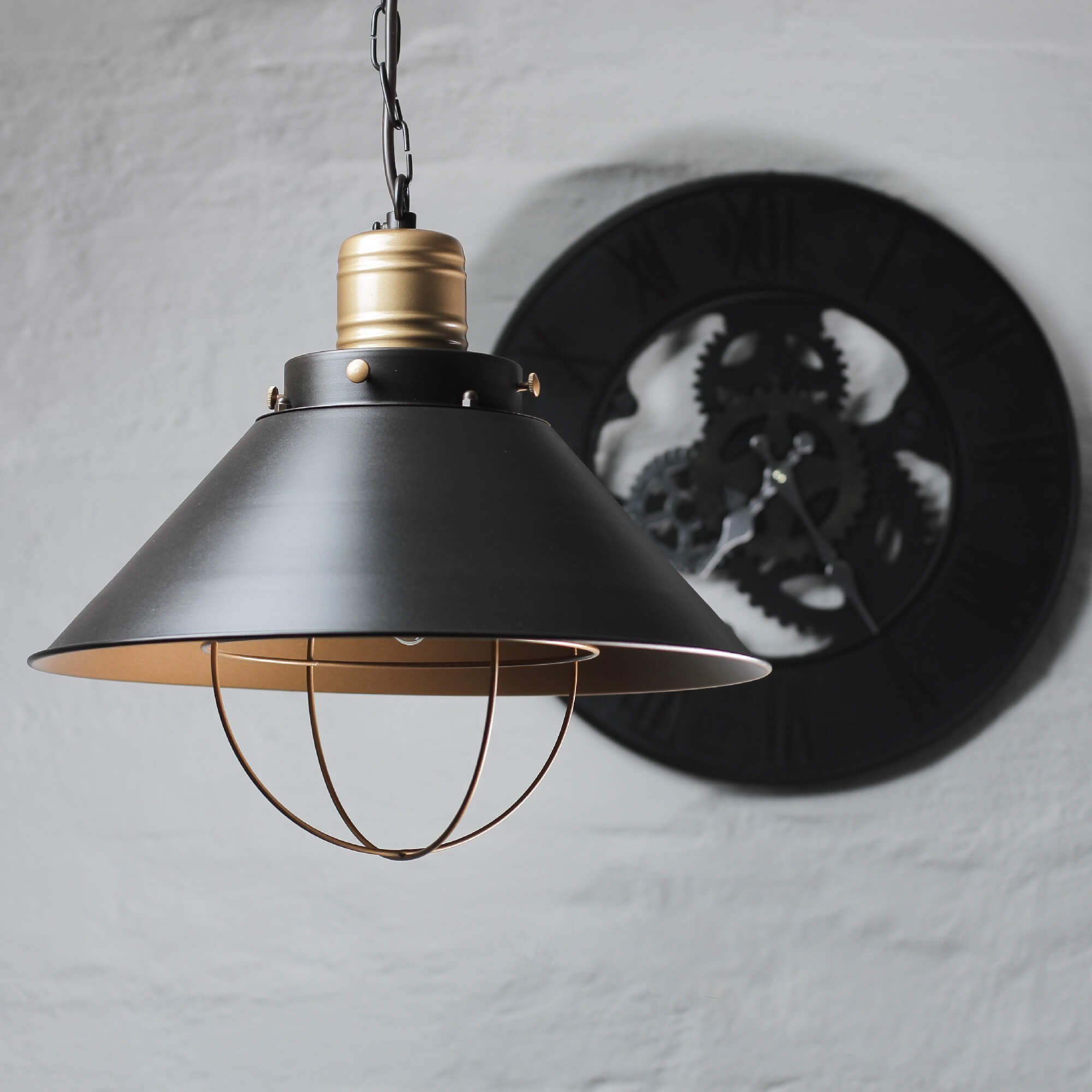 Kupfer Hängeleuchte Loft GARRET, Pendelleuchte Leuchtmittel, Licht-Erlebnisse Schwarze Esszimmer Wohnzimmer Vintage ohne Lampe