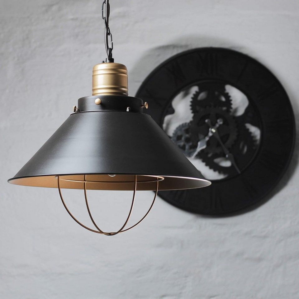 Licht-Erlebnisse Pendelleuchte GARRET, ohne Leuchtmittel, Schwarze  Hängeleuchte Kupfer Vintage Loft Wohnzimmer Esszimmer Lampe