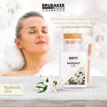 BRUBAKER Badesalz Lilien Duft - Badezusatz mit natürlichen Extrakten, 1-tlg., Wellness Baden für Entspannung, Erholung und Körperpflege