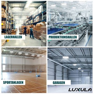 LUXULA LED Arbeitsleuchte LED-HighBay, quadratisch, 100 W, 12000 lm, 5000 K (neutralweiß), IP65, LED fest integriert, Tageslichtweiß, neutralweiß, schlagfest, spritzwassergeschützt