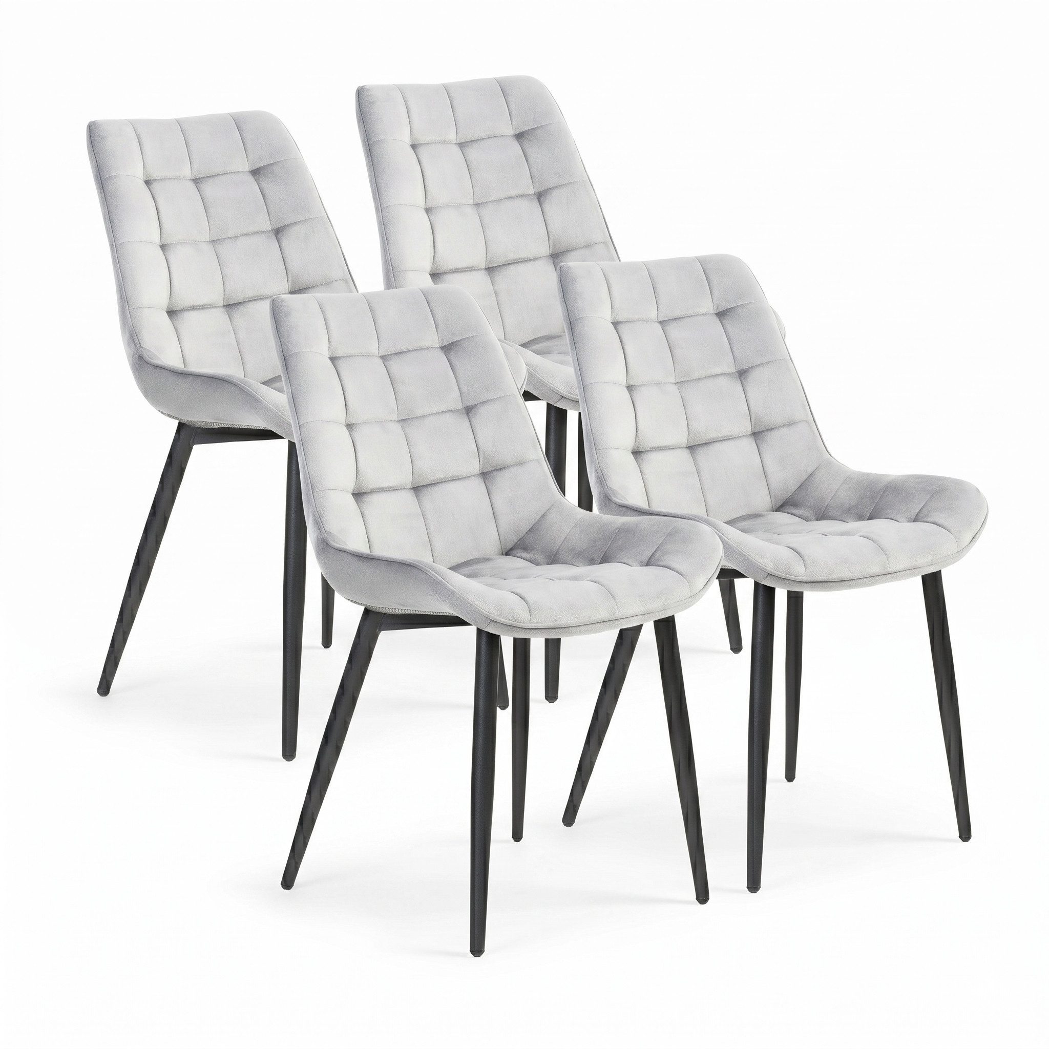 Furnify Samtstuhl STILEN Küchenstuhl Polsterstuhl (Set, 4 St), mit Metallgestell & Polsterung