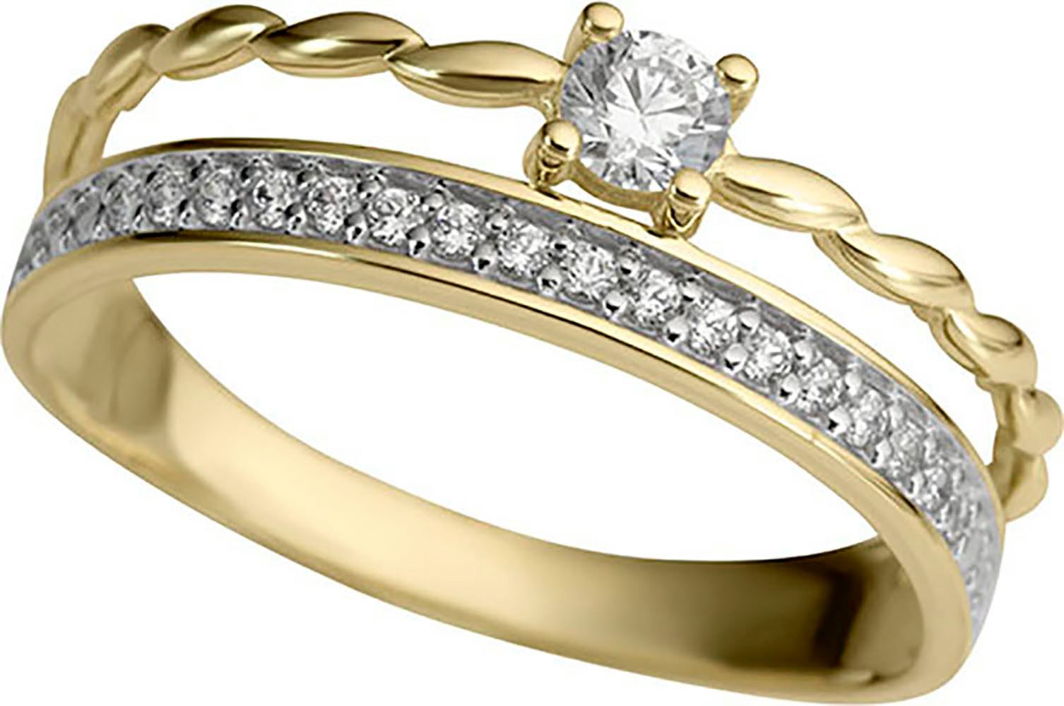 Firetti Fingerring Schmuck Geschenk Gold 333 Damenring Goldring 2-reihige Optik Bicolor, mit Zirkonia (synth)