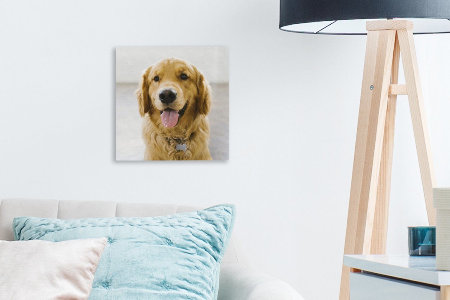 OneMillionCanvasses® Leinwandbild Porträt Wohnzimmer eines (1 Golden Retrievers, Schlafzimmer superschönen St), Leinwand Bilder für