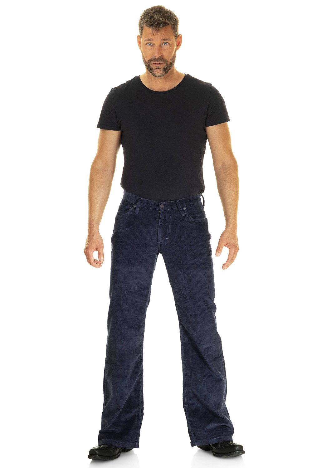 Cordhose Herren Bootcut navy blau