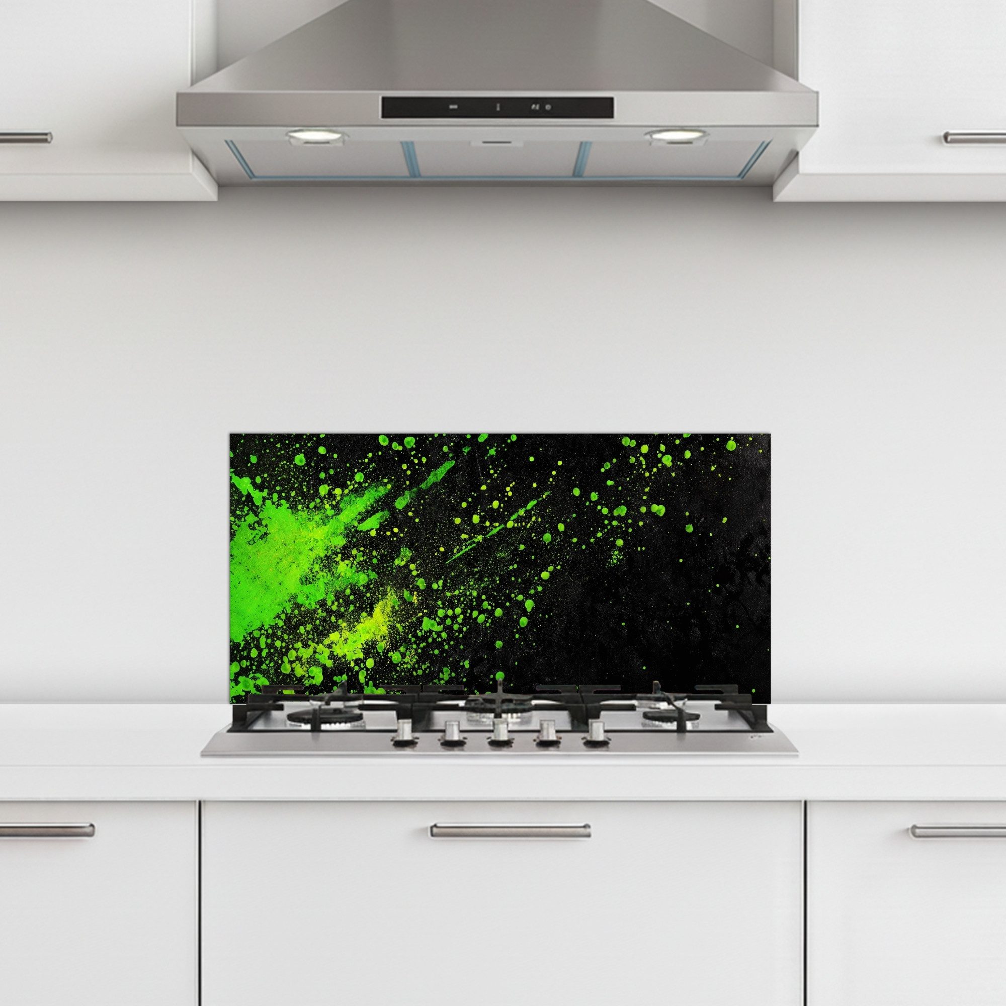 KitchenYeah Küchenrückwand selbstklebend (keine Folie) Spiele - Splash - Grün - Chaotisch - Grün, (1-tlg), Küchenrückwand, Spritzschutz, Kitchen, 60x30 cm