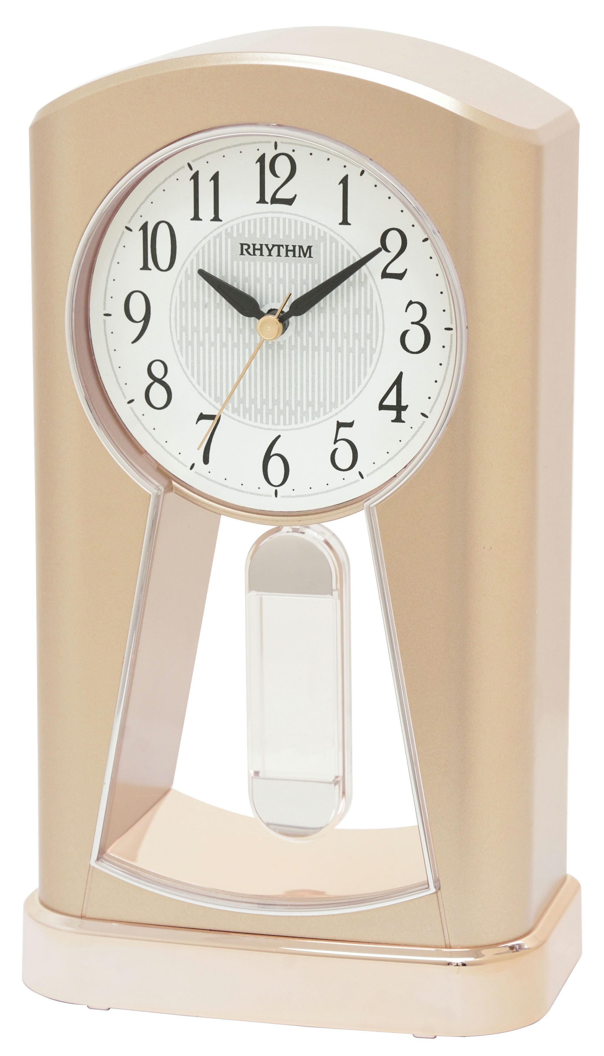 Rhythm Pendeltischuhr Schwingpendel Gehäuse rosègold/silberfarben Rhythm 7794-18 Schwingelpendel, Zentral-Sekundenzeiger